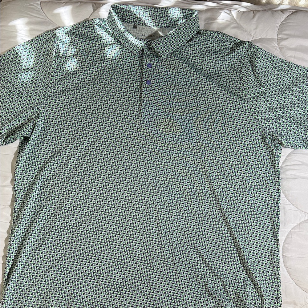 Green and Black Patterned Polo Shirt